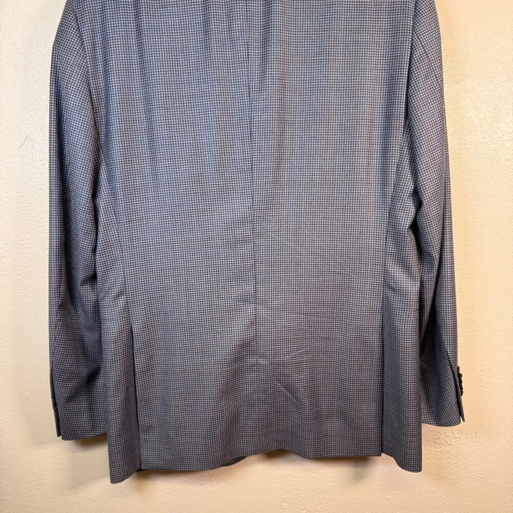 Peter Millar Wool Blazer Sport Coat Mens 40 Regular Blue Gingham Plaid Golf
